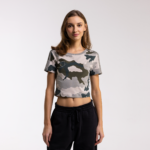 Crop top damski Essentials 3-Stripes Camo Syrenka Herb - IY1680 - XS