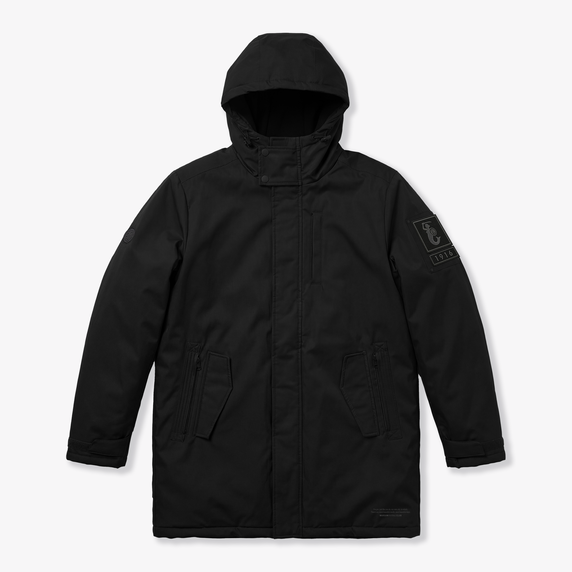 Długa czarna kurtka zimowa Syrenka 1916