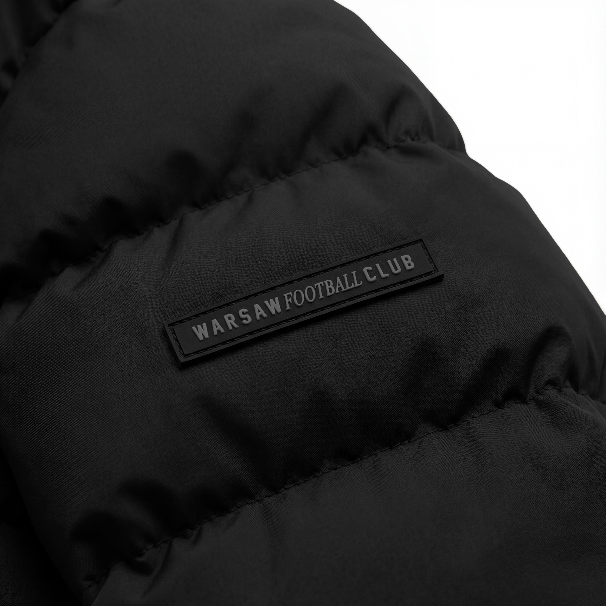 Czarna zimowa pikowana kurtka Syrenka Warsaw Football CLub