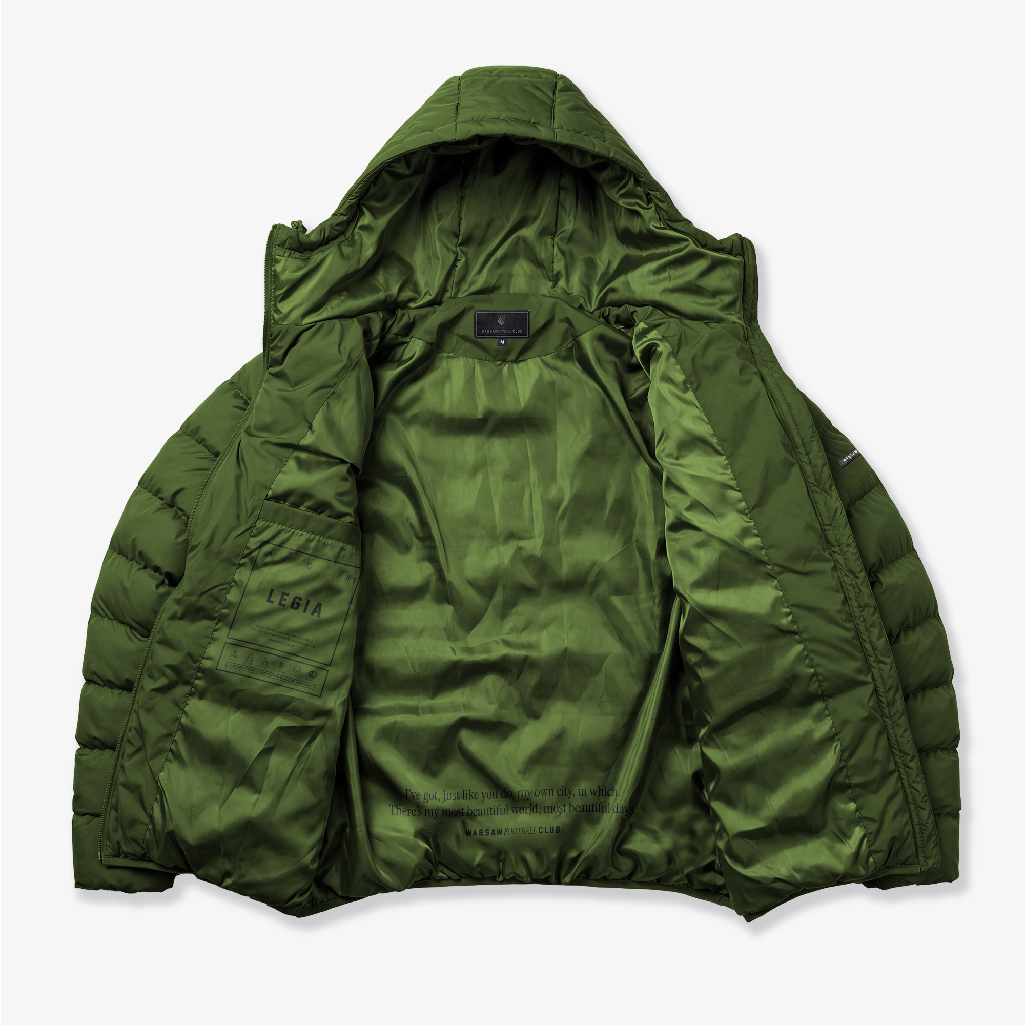 Zielona zimowa pikowana kurtka Syrenka Warsaw Football CLub