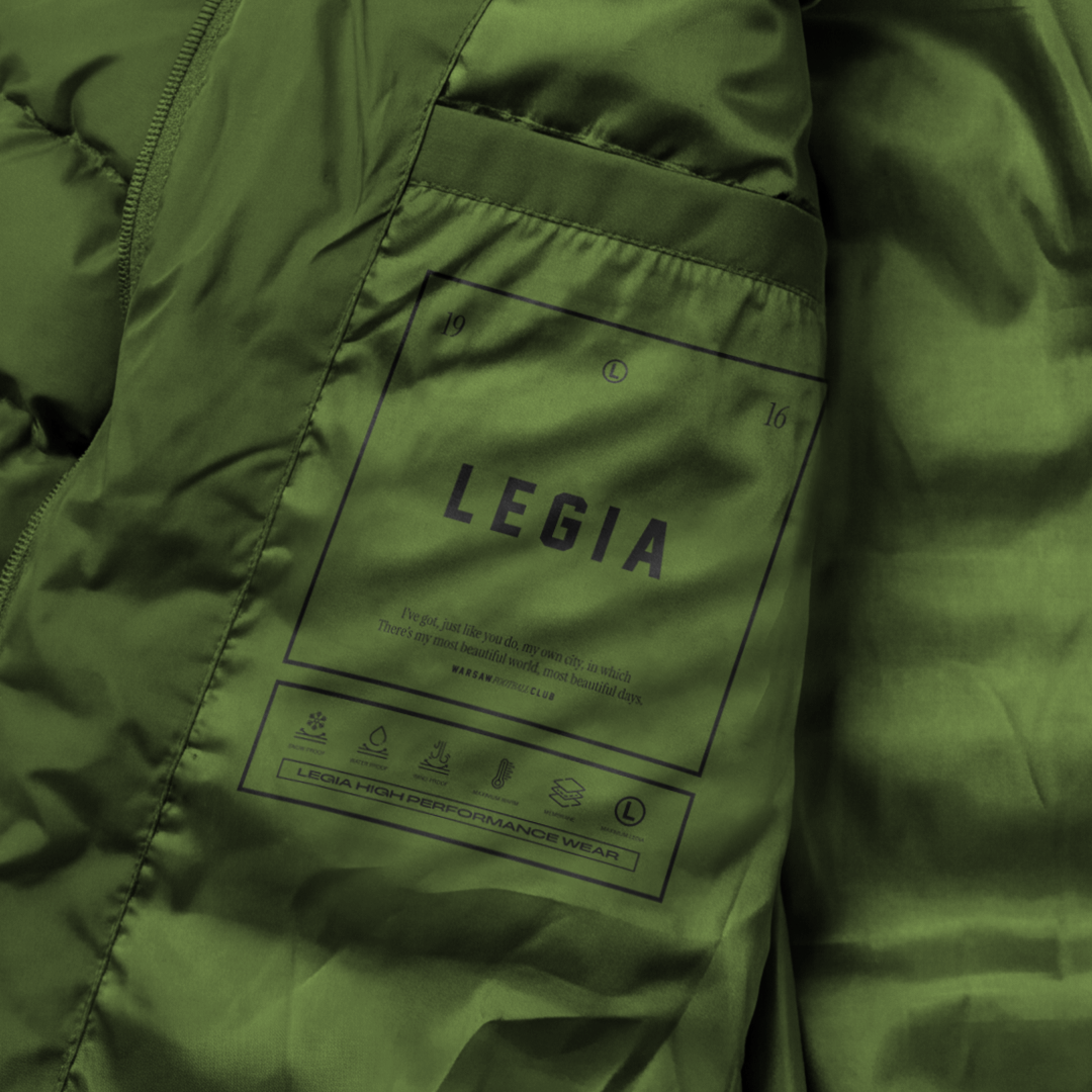 Zielona zimowa pikowana kurtka Syrenka Warsaw Football CLub