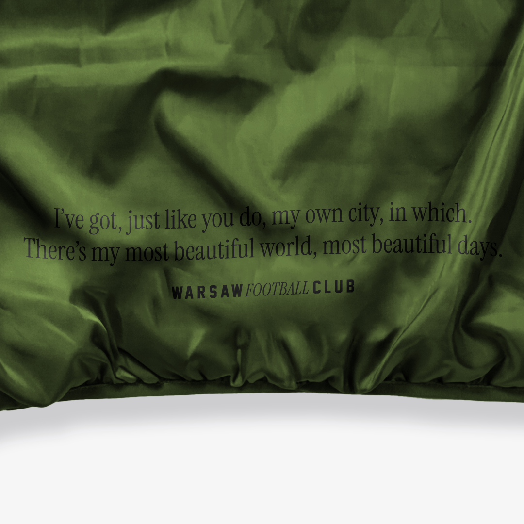 Zielona zimowa pikowana kurtka Syrenka Warsaw Football CLub