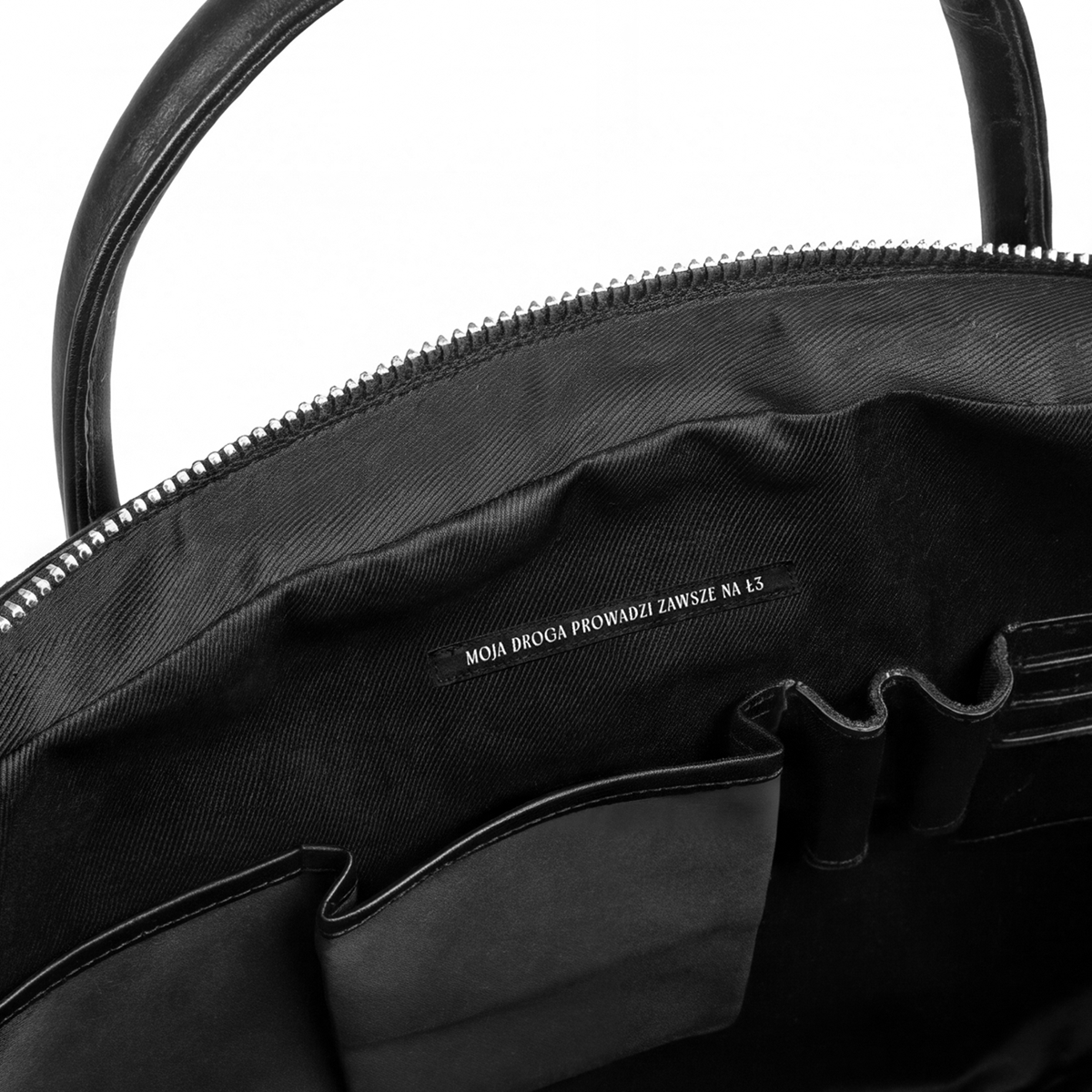 Czarna skórzana Torba na laptopa Legia Warszawa