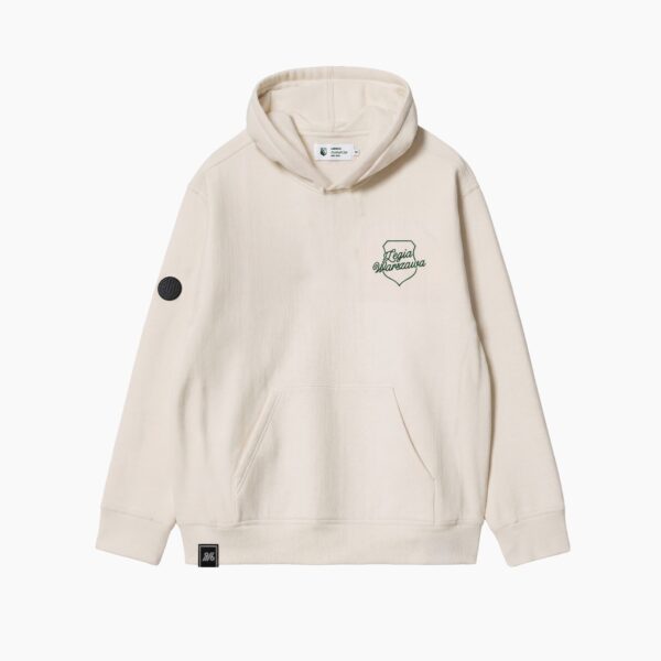 Kremowa Bluza z Kapturem z Haftem Legia Warszawa