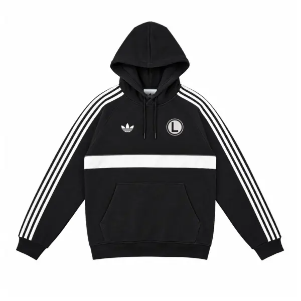 Czarna bluza z kapturem adidas Originals Legia Warszawa eLka - KZ2384